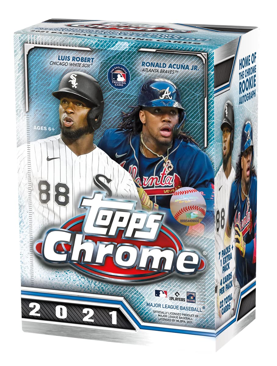 Topps 2021 Chrome Baseball Blaster Box, 32 cards per box
