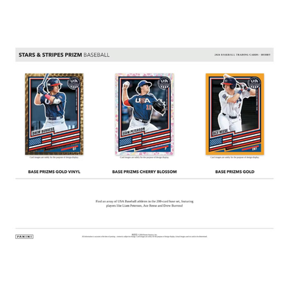 2026 Panini USA Stars &amp; Stripes Prizm Baseball Hobby 12 Box Case